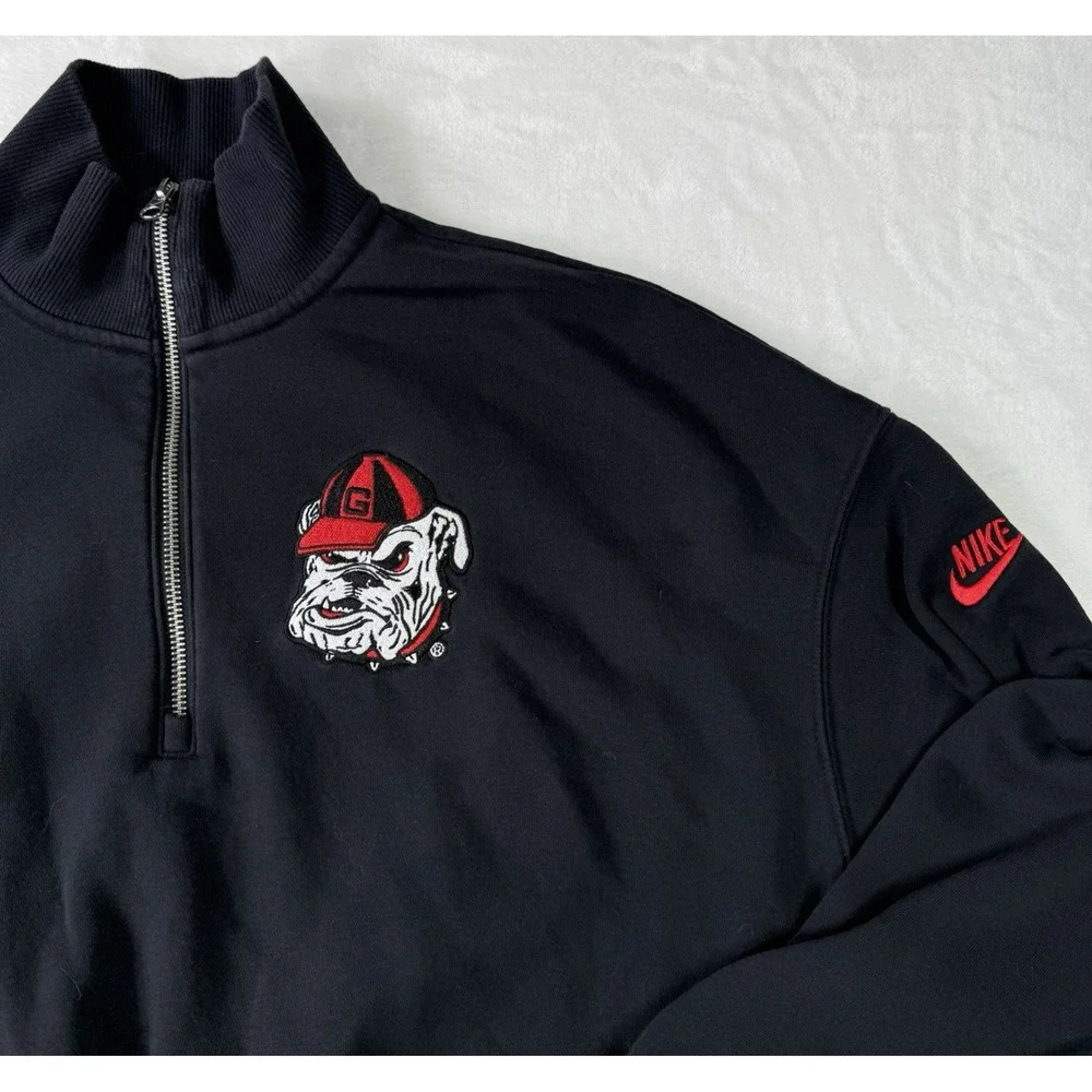 Georgia Bulldogs Nike Sweatshirt Pullover Womens XL Cropped 1/2 Zip Big Logo
